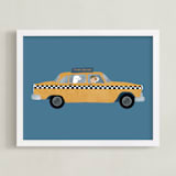 "New York" - Personalized Art Print in Taxi by Jenna Holcomb - Framed