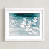 "Bubbles out of the Blue" - Art Print in Pale Aqua Blue by Mary Ann Glynn-Tusa - Framed