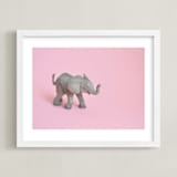 "Toy Elephant" - Art Print in Pretty Pink by Kinga Subject - Framed