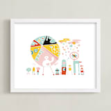 "Globetrotters" - Art Print in Ocean Blue by ERAY - Framed