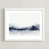 "Alaska from Sea" - Art Print in Navy by Kelsey McNatt - Framed