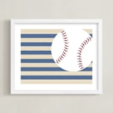 "Little Slugger Series 4" - Art Print in Denim by Pinky Diamond Studio - Framed