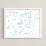 "New Orleans Calligraphy Map " - Art Print in Magenta by Megan Kelso - Framed