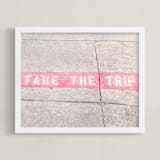 "Take The Trip" - Art Print in Millennial Pink by Heather Loriece - Framed