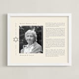 "Modern Star of David Obituary Print" - Custom Print in Cream by Ana de Sousa - Framed