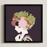"I'd rather wear flowers " - Art Print in Plum by Aspacia Kusulas - Framed