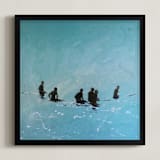 "Lining Up, Venice Pier" - Art Print in Cerulean Blue by Annie Seaton - Framed