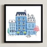 "Paris, J'adore" - Art Print in Parisian Blue by Ali Macdonald - Framed