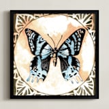 "Butterfly Study I" - Art Print in Light Blue by Stephanie Toral - Framed