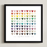 "Paper Hearts" - Personalized Art Print in Rainbow by InkDot - Framed