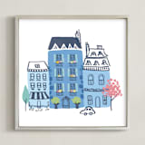 "Paris, J'adore" - Art Print in Parisian Blue by Ali Macdonald - Framed