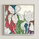"Resilient Blooms" - Art Print in Deep Garnet Red by Rushmi - Framed