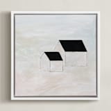 "First Snow" - Art Print in White by Robin Ott - Framed Canvas