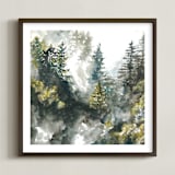 "Forest Mist" - Art Print in White by Anne Kostecki - Framed