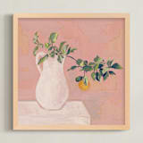 "Orange Branch" - Art Print in Coral Pink by Carolyn Hunt - Framed