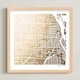 "Custom Map Filled Foil Art" - Custom Foil Print in Gold by Minted - Framed