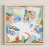 "Khaki Swirled" - Art Print in Blue with Khaki by Owen Design Studio - Framed