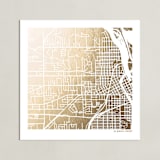 "Custom Map Filled Foil Art" - Custom Foil Print in Gold by Minted - Unframed