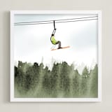 "Top Of The World" - Art Print in pine green by Shannon - Framed