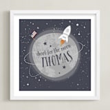 "Shoot for the Moon" - Personalized Foil-Pressed Art Print in Midnight by Lorent and Leif - Framed