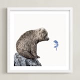 "Blue Fish Wish" - Art Print in Blue Fish by Maja Cunningham - Framed