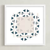 "Paper Wood Cut" - Art Print in Denim by Linda Misiura - Framed