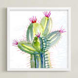 "Cactus Love Two" - Art Print in limey yellow by Amelia Gluba - Framed