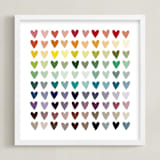 "Paper Hearts" - Art Print in Rainbow by InkDot - Framed