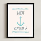 "Ahoy Matey" - Personalized Art Print in Light Aqua by Shari Margolin - Framed