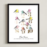"Counting Birds" - Personalized Foil-Pressed Art Print in Gold by Karidy Walker - Framed