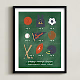 "SPORTS PRIMER" - Art Print in Chalkboard Green by Susan Brown - Framed