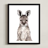 "Baby Kangaroo" - Art Print in hazelnut by Cass Loh - Framed