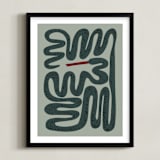 "Squiggly Snake" - Art Print in Cactus by Jenna Holcomb - Framed