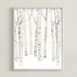 "Birch Woods in Winter" - Art Print in Ivory by Shannon Chen of Four Wet Feet Studio - Framed