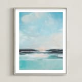"Sunrise At Sea" - Art Print in Sea Blue by AlisonJerry - Framed