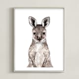 "Baby Kangaroo" - Art Print in hazelnut by Cass Loh - Framed