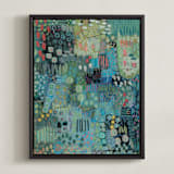 "It's A Blue Day" - Art Print in Turquoise by Pamela Tucker Herz - Framed Canvas