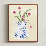 "Toile Blooms 2" - Art Print in Vanilla by Teju Reval - Framed Canvas
