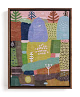 "Kaleidoscope Mountain" - Art Print in olive green by Lee-Anne Schmidt - Framed Canvas