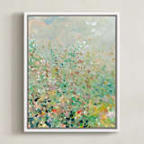 "English Garden I" - Art Print in Evergreen by Lindsay Megahed - Framed Canvas