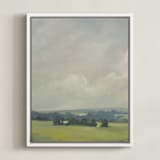 "Rosy Tomorrow I" - Art Print in Grey Blue by Stephanie Goos Johnson - Framed Canvas