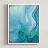 "Under Water" - Art Print in Sea Blue by Chelsey Scott - Framed Canvas
