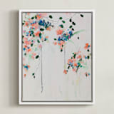 "Cascade" - Art Print in Coral by Sonal Nathwani - Framed Canvas
