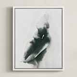 "Mother Embrace Color" - Art Print in Pewter by Kate Ahn - Framed Canvas