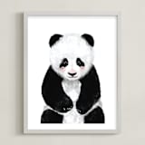 "Baby Panda" - Art Print in midnight by Cass Loh - Framed