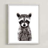 "Baby Raccoon" - Art Print in umber by Cass Loh - Framed