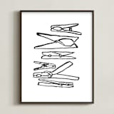 "Clothespins 2" - Art Print in Inky Black by Elliot Stokes - Framed
