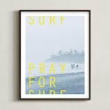 "Pray for Surf" - Art Print in white by Eric Clegg - Framed