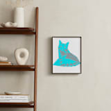 "Cat Playing Poker" - Art Print in Bright Blue by Hannah Graham - In a Room