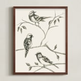 "Birds I" - Art Print in Sand by Teju Reval - Framed